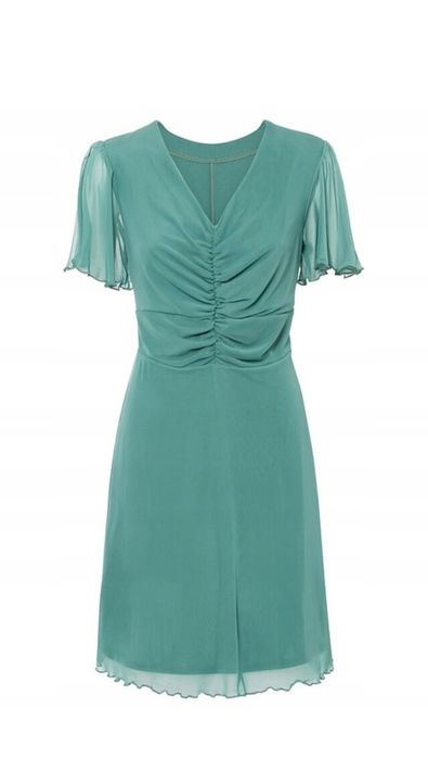 Wyprzedaż sukienka 50 52 siateczka wesele świadkowa druhna komunia zie