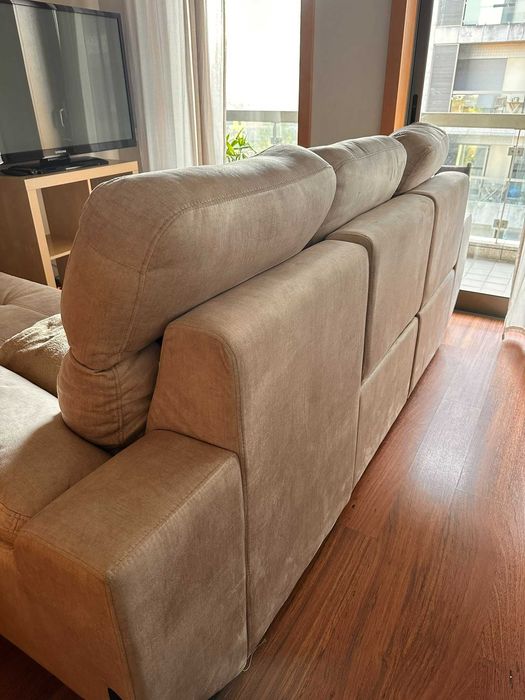 Sofá chaise long com Relax + Baú | Impermeabilizado | Como Novo