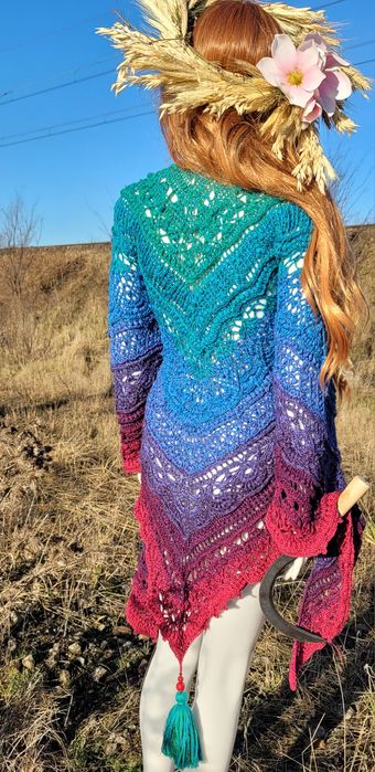 Chusta Południca, wykonana ręcznie na szydełku