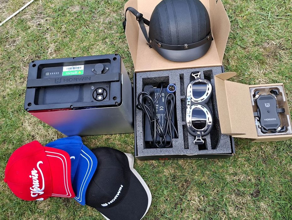 Bateria Horwin 72V 36 Ah+Ładowarka-Uchwyt-Kask-Bryle-Czapka-Nowe