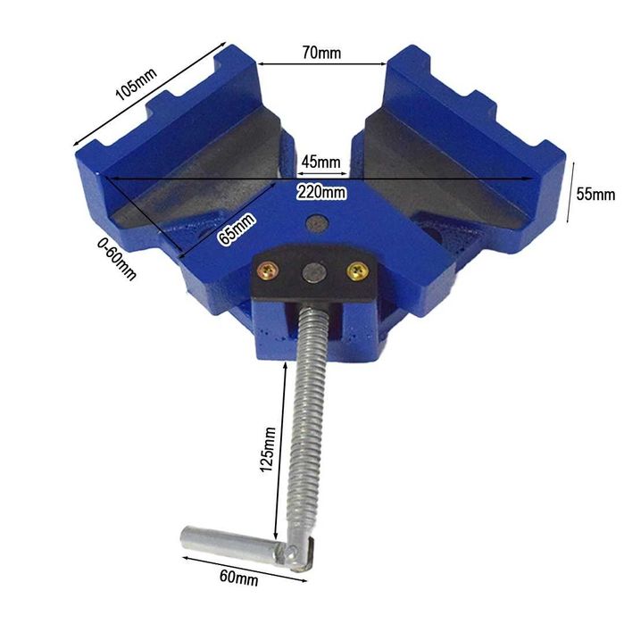Imadło kątowe stalowe regulowane 0–60 mm