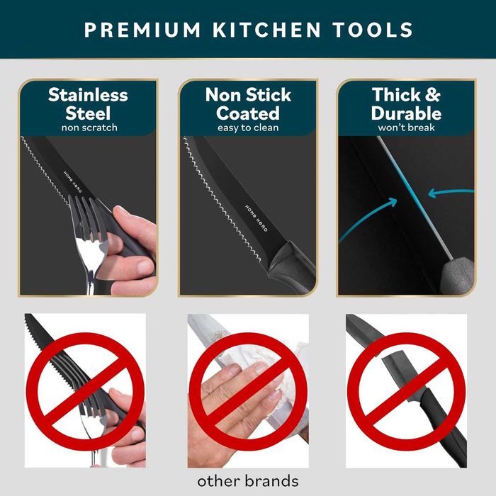 Faca de serrilha faca de carne inox preto [8 peças] NOVO -ENVIO GRÁTIS