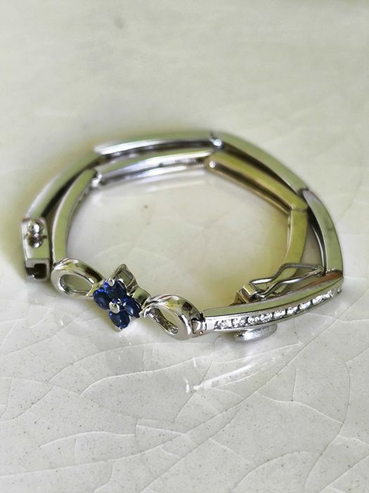 Bransoletka z diamentami i szafirami 0,585-14k / certyfikat