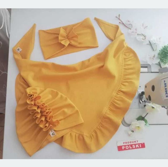 Czapka turban + chusta wiązana z falbanką  * komplet handmade *