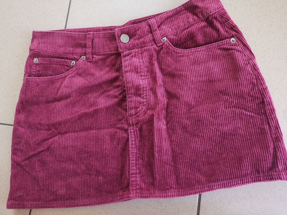 Sztruksowa bordowa mini spódnica 100 bawelniana krótka asos Denim