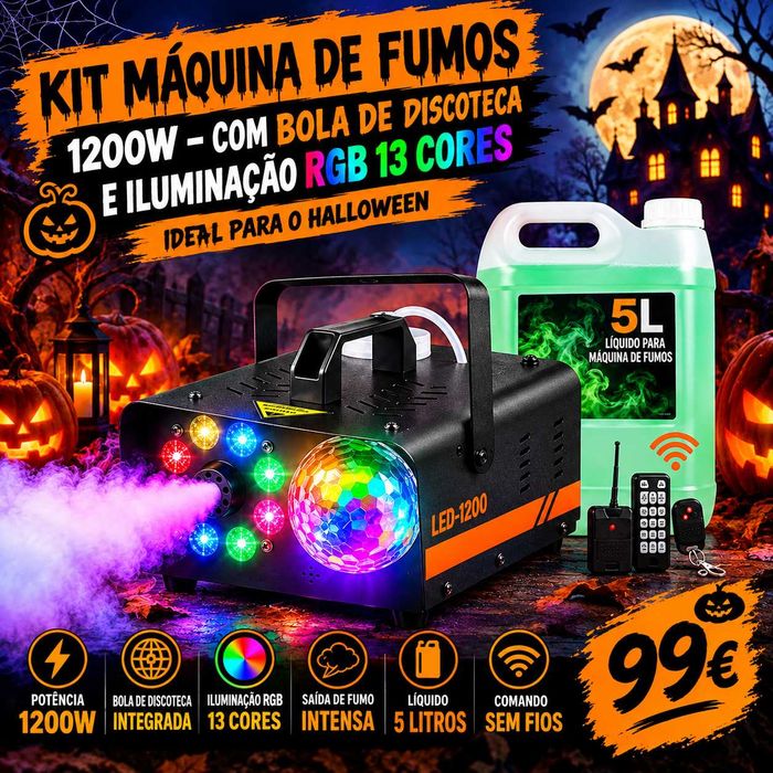 Pack Máquina de Fumo 1200W /LED/GLOBO +5L Liquido