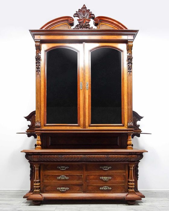 Antyk Wysoki KREDENS z lat 30. | Kredens Orzechowy Wysuwane BLATY