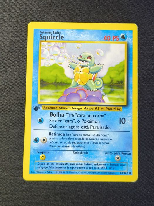 Carta Pokemon Squirtle Base Set 1a Edição PT
Algum dúvida é só perguntar.