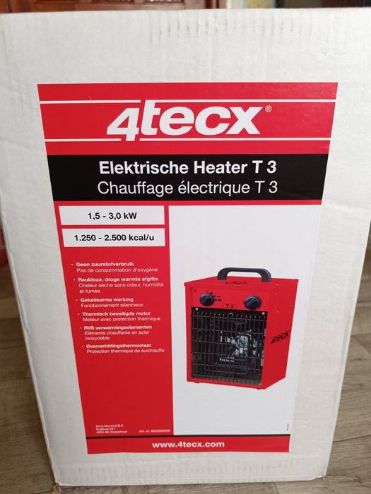 Nowy elektryczny grzejnik warsztatowy 4Tecx T3 3kW nagrzewnica dmuchaw