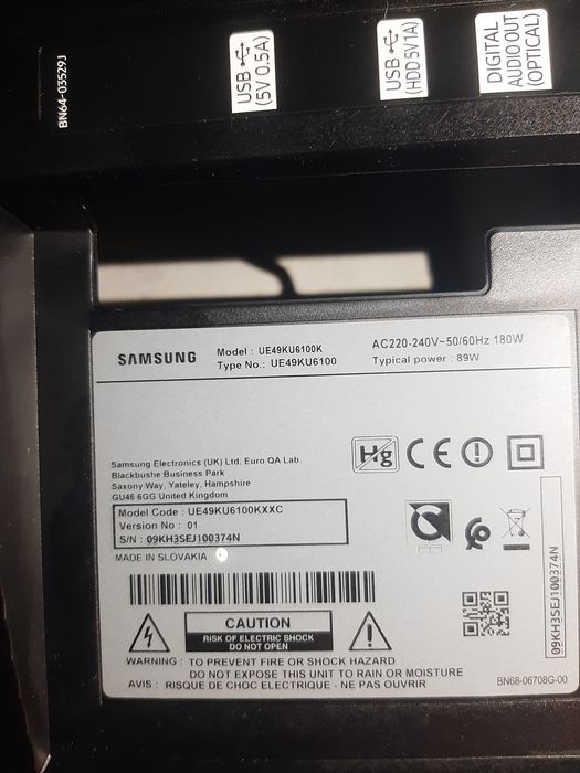 Samsung ue49ku6100 às peças