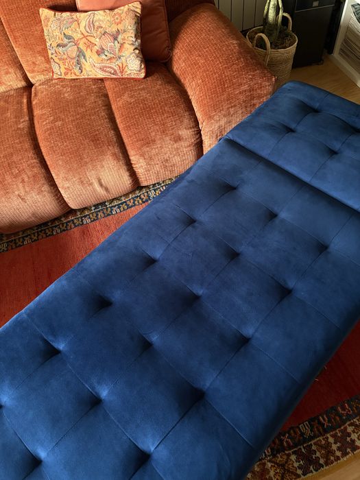 Chaise longue em veludo azul petróleo (nova)