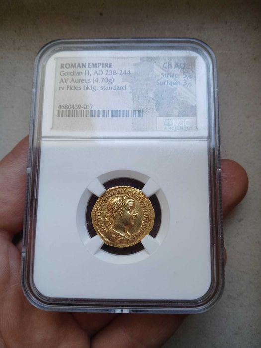 Moeda ouro Aureo Romano Gordiano III - Raro