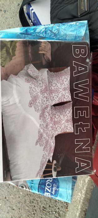 Bawełniana pościel biała w różowe wzory 160x200,2 poszewki 70x80