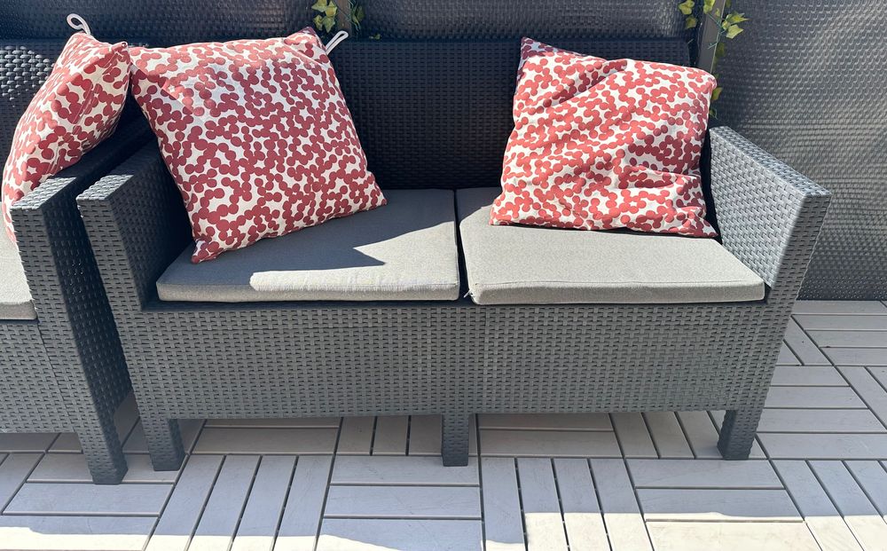 Zestaw mebli z technorattanu – 2xkanapa, 2xfotel,stolik+stółregulowany