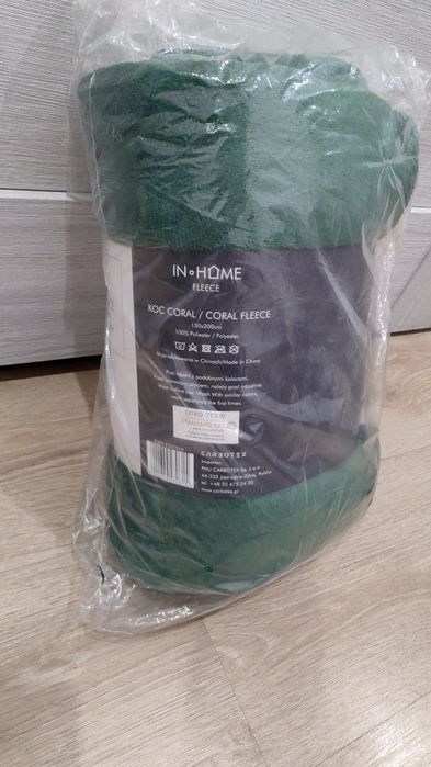 Koc narzuta zielona 150x200 nie trafiony prezent nowa
