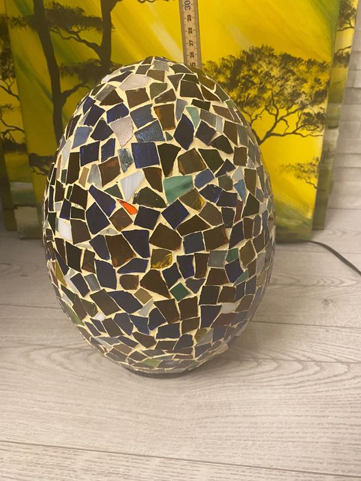 Witrażowa egipska lampa w kształcie jaja rękodzieło lampka nocna