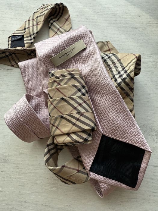 2штуки разом Burberry краватка галстук шовк шелк в клітинку в клетку