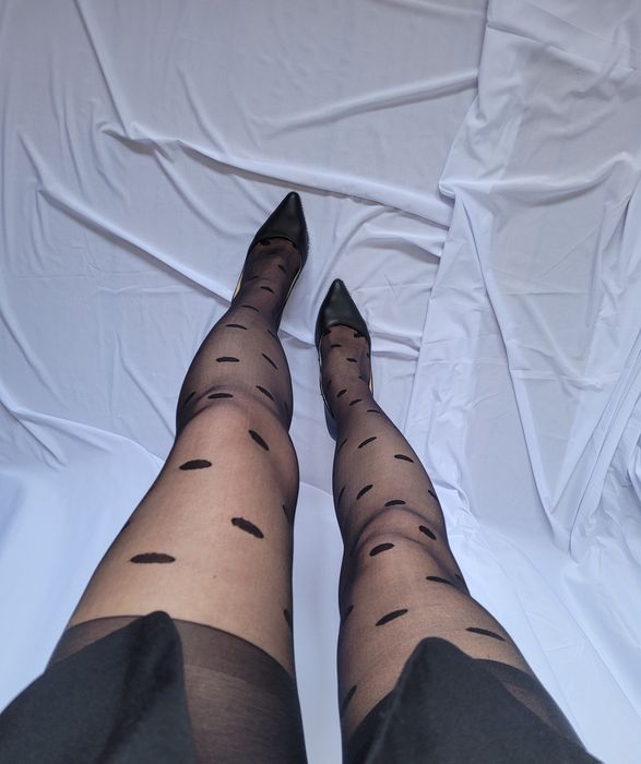 Nowe czarne rajstopy w groszki old money clean girl coquette