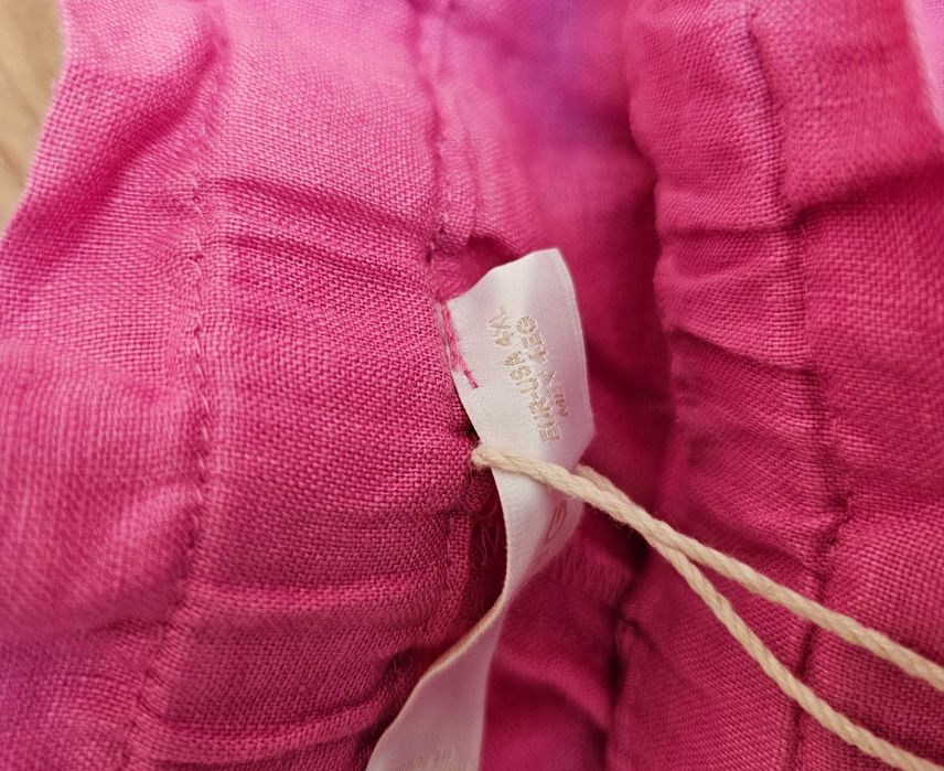 Letnie długie spodnie lniane 100% len różowy boho 50/52