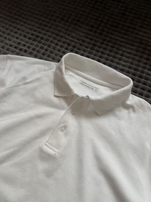 POLO Zara Man (M) White чоловіче поло футболка біла з комірцем коміром