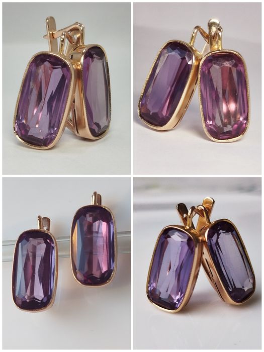 Золотые серьги с Александритом СССР Золоті радянські сережки