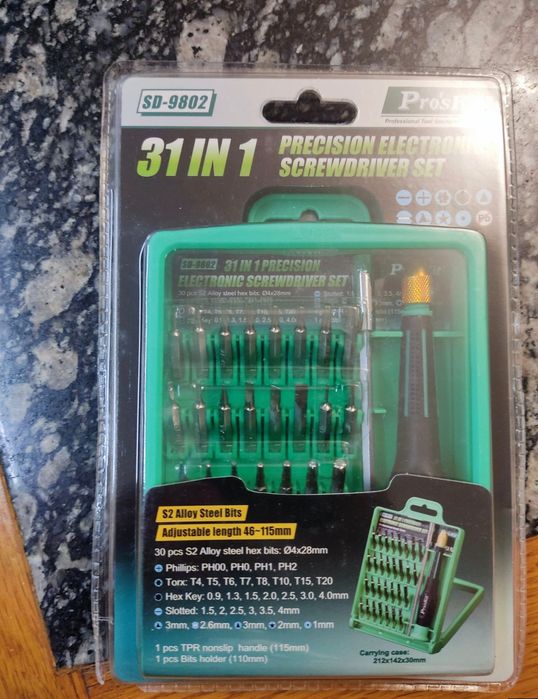 Набір викруток з бітами 30шт Pro'Skit