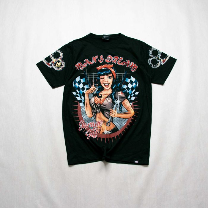 Akama t-shirt vintage girl doubleprint M slim swag vintage retro