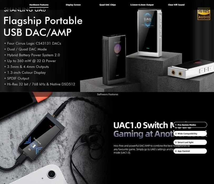 ‼️ Shanling UA6 black - портативный ЦАП / DAC усилитель для наушников