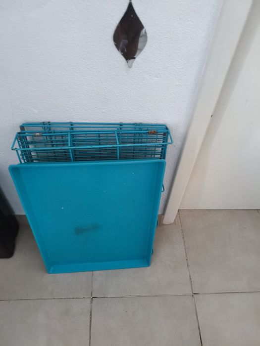 Caixa de transporte Metálica/Jaula Dobrável para cão (Azul)
