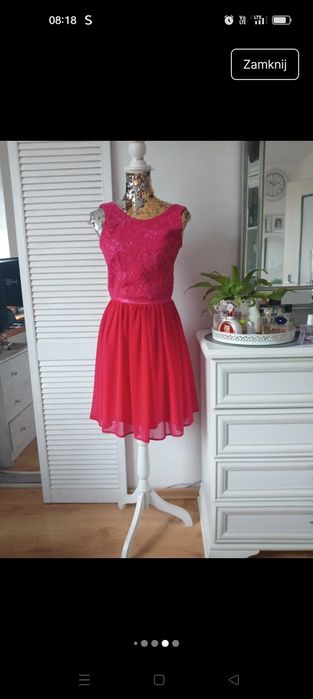 Ssukienka wizytowa czerwona zkoronką
