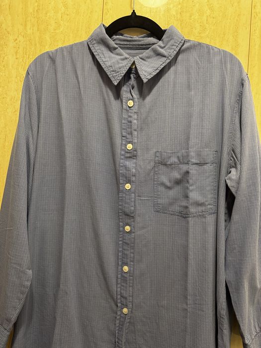 Niebieska męska koszula w kratkę z długim rękawem bawełna rozmiar L