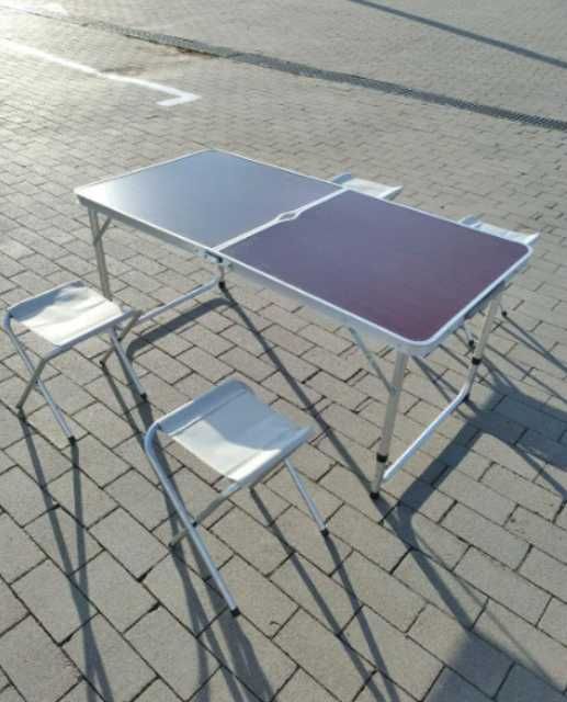 Столик розкладний для пікніка з отвором для парасольки,4 стільці,кейс