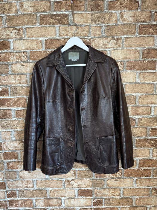 Кожаный пиджак Jigsaw женский винтажный жакет made in England оригинал