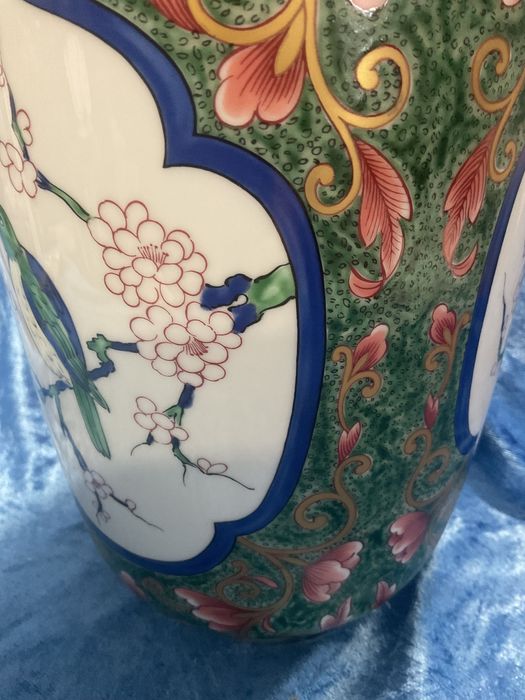Vista alegre vaso Ansham pintura a ouro manual 38 cm alt.