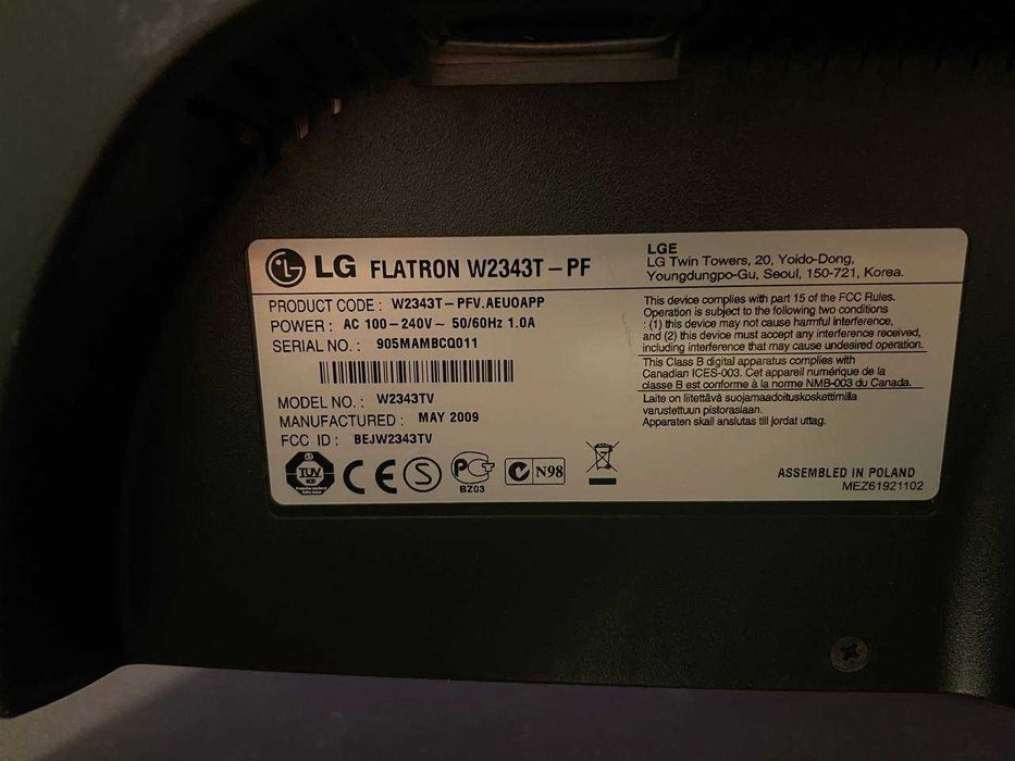 Monitor LG Flatron W2343T