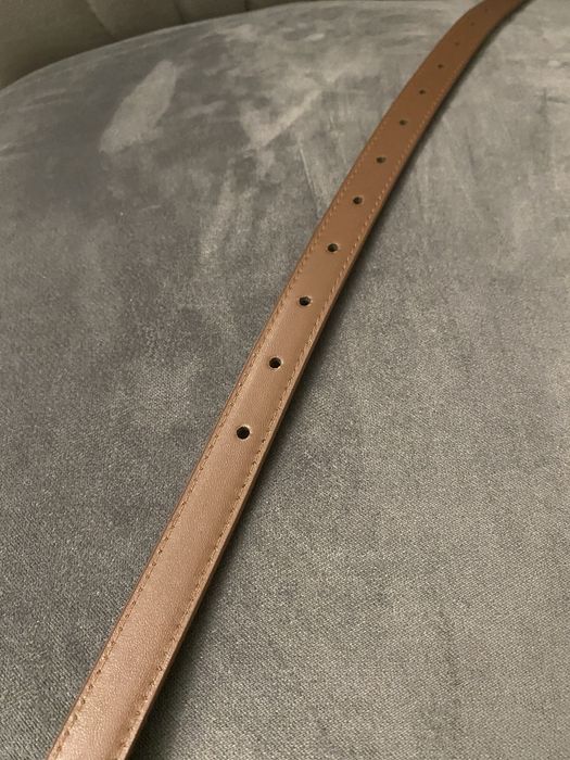 Brązowy pasek do spodni damski cienki skórzany długość 103 cm