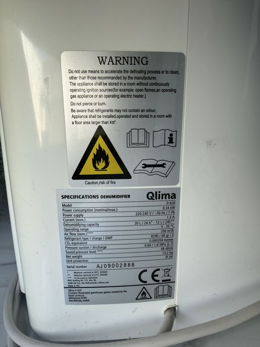 Desumidificador Qlima D 620 – 20L/dia (Como novo)