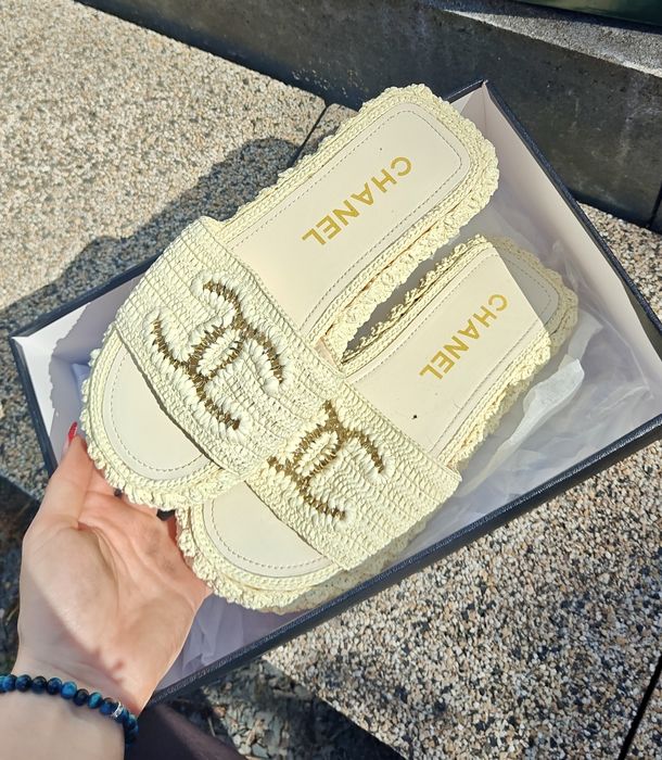 Klapki Espadryle Chanel Raffia Slides 38