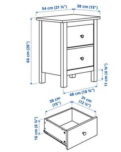 Ikea HEMNES 2x szafka nocna  2 szuflady, biała bejca, 54x66 cm
