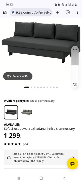 Wersalka ikea z funkcją spania