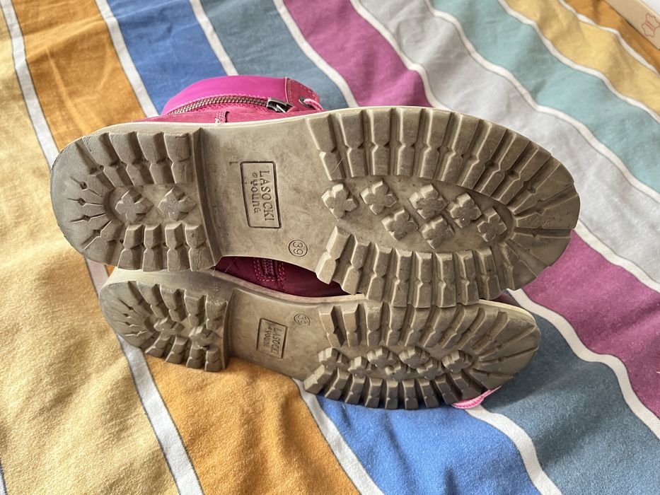 Buty kozaki Lasocki różowe skórzane 39