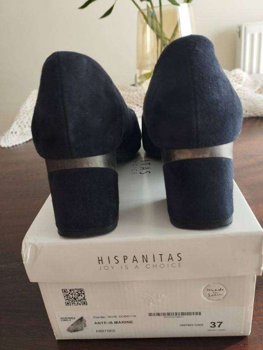 Buty półbuty czółenka Hispanitas r.37 skóra zamszowa