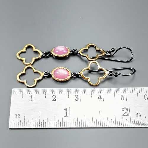 Handmade.Серебряные серьги с розовым рубином