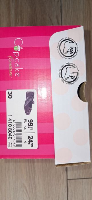 Czarne, brokatowe balerinki r.30 cupcake couture