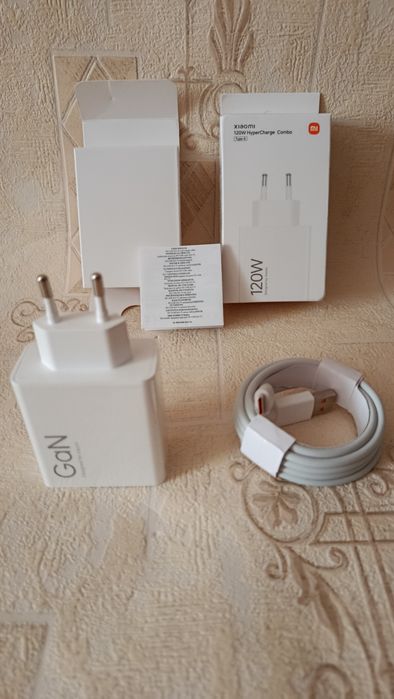 Зарядное устройство - Xiaomi GaN_120W + Подарок: 1.5 м кабель - Type-A/Type-C