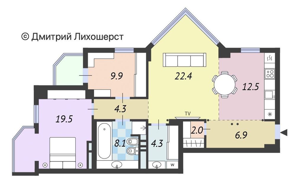 2-кімнатна квартира за адресою (площа 93 м²) - Atlanta.ua - фото 2