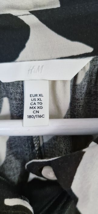 Długa letnia maxi biało-czarna sukienka H&M plus size XL-3XL