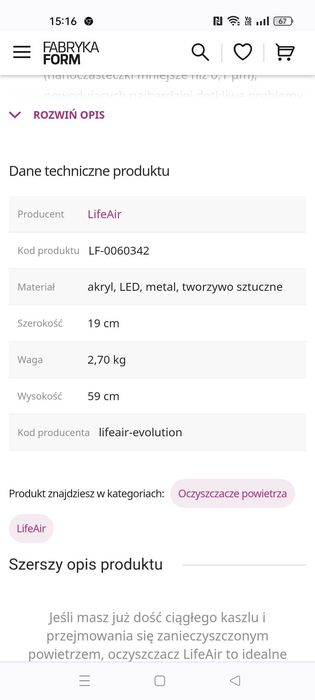 Oczyszczacz powietrza LifeAir