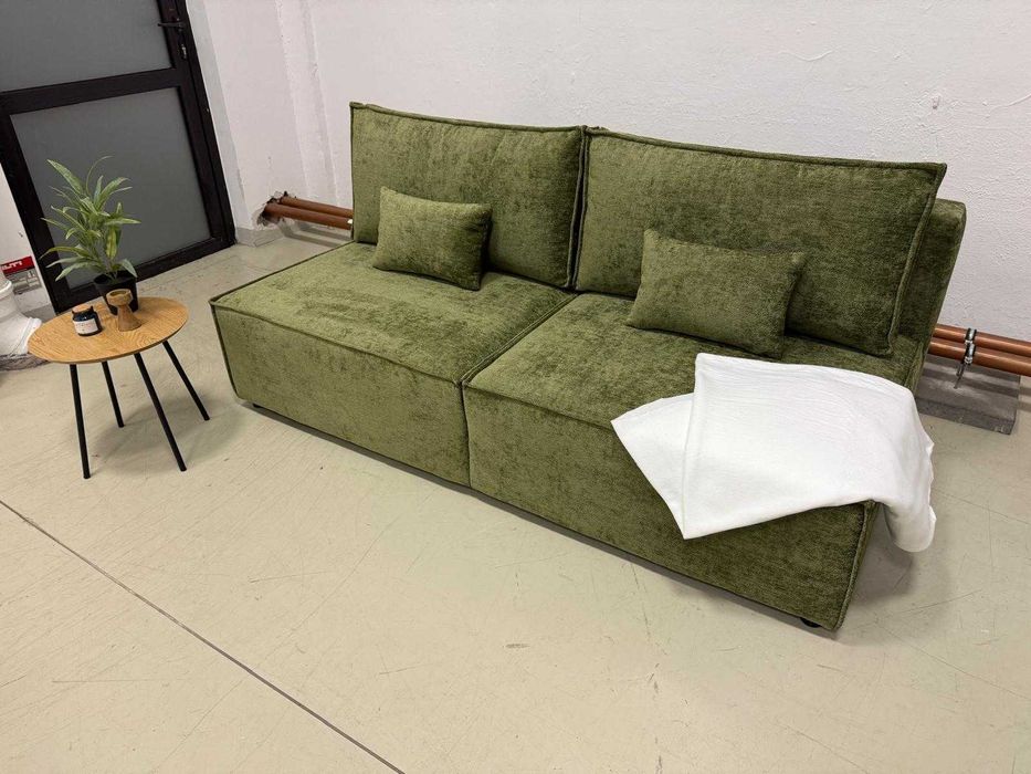 NOWA sofa rozkładana z pojemnikiem modny kolor zielony WYPRZEDAŻ -50%