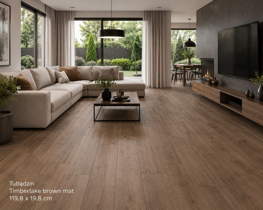Gres szkliwiony Timber Brown Mat 119,8/19/0,8 Tubądzin  gat.1